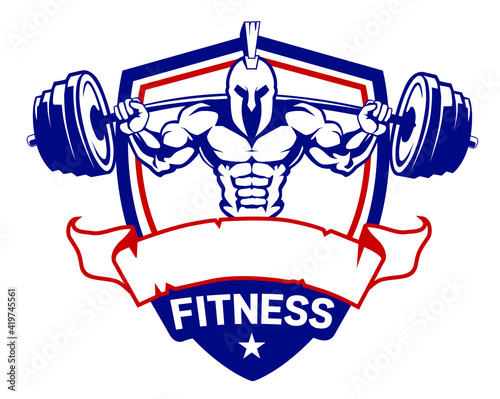fitness spartan logo cartoon in vector