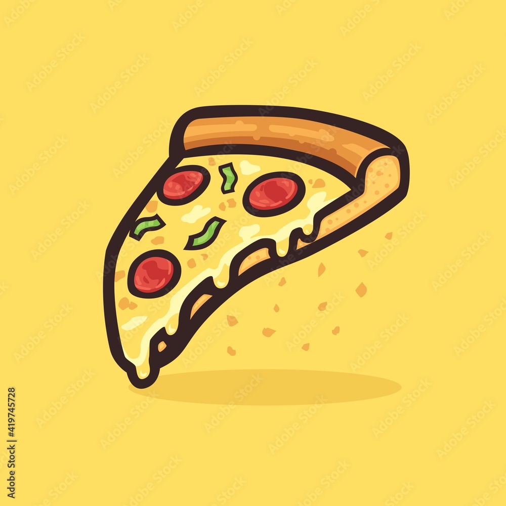 Pizza with pepperoni and melted mozzarella cheese vector image. Pizza with pepperoni and melted mozzarella cheese vector image.