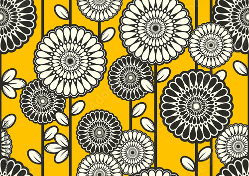 African flower fabric pattern, picture art and abstract background.