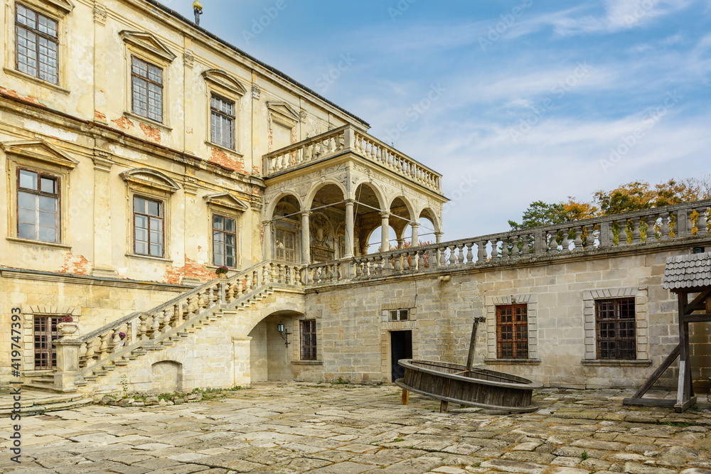 Naklejka premium Pidhirtsi Castle is a residential castle-fortress located in the village of Pidhirtsi in Lviv region, Ukraine. Palace with bastion fortifications.