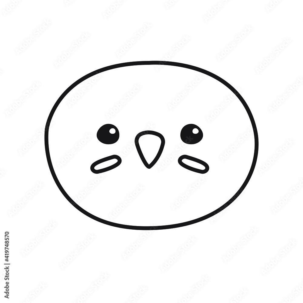 Fototapeta premium Vector hand drawn doodle flat chick face isolated on white background