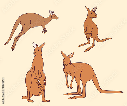 A set of kangaroo characters in various poses.