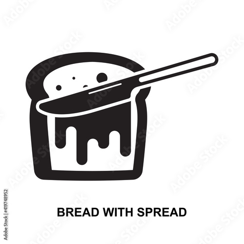 bread with spread icon.spreading slice of bread vector isolated on white background.