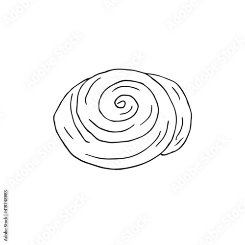 Vector hand drawn doodle sketch cinnamon roll bun isolated on white background
