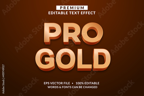 Pro Gold, Golden Luxury Premium Editable Text Effect Font style. Graphic Styles Templates for Illustrator