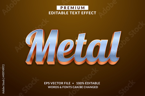 Blue Metal with Gold Background Premium Editable Text Effect Font style. Graphic Styles Templates for Illustrator