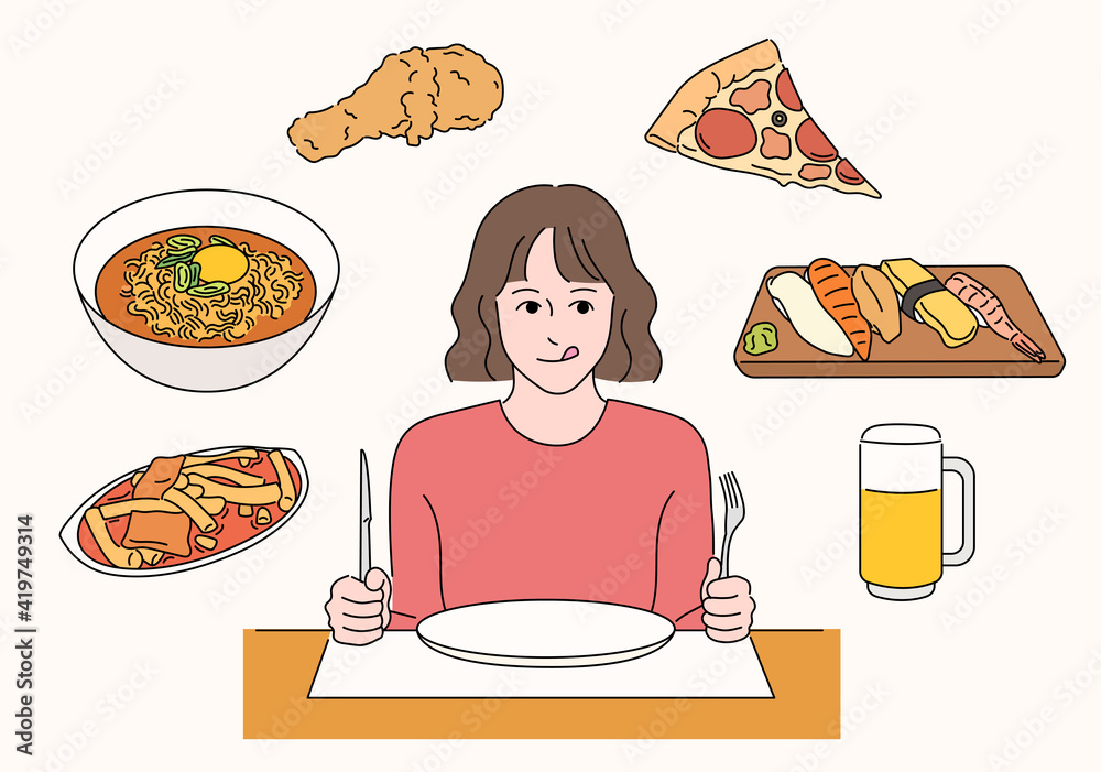 A girl is sitting in a restaurant and thinking about the menu. A girl is sitting in a restaurant and thinking about the menu.