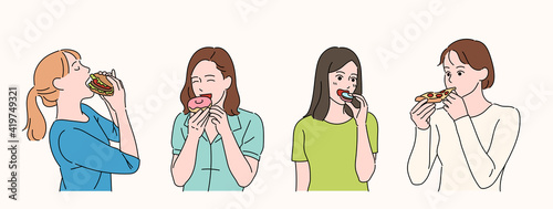 Women are eating deliciously.