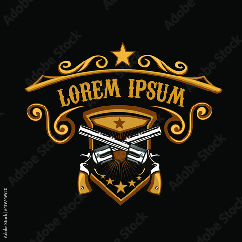 handgun vintage logo cartoon in vector