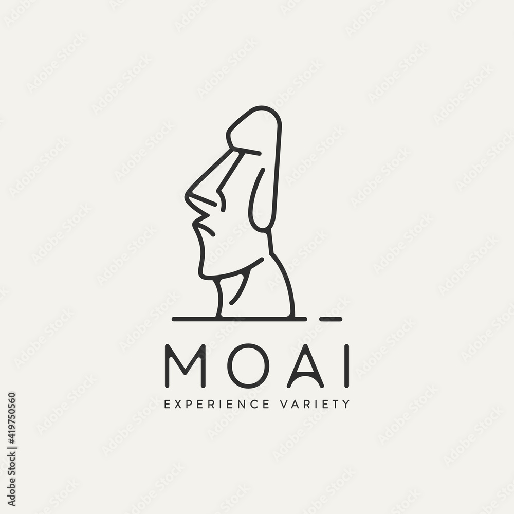 moai national park minimalist line art logo template vector illustration design. simple chilean landmark logo concept