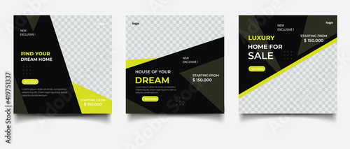 Real Estate Social Media Post Template, Editable Banner Template With Dream Home Post Social	
