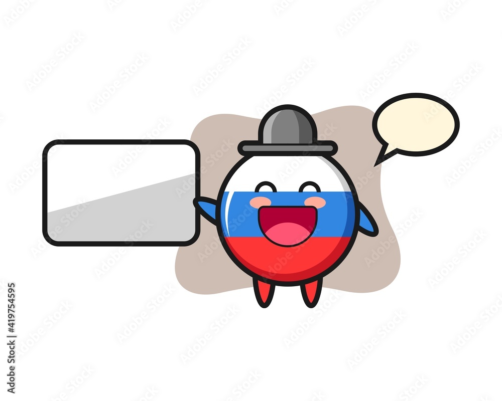 Russia flag badge cartoon illustration doing a presentation Russia flag badge cartoon illustration doing a presentation