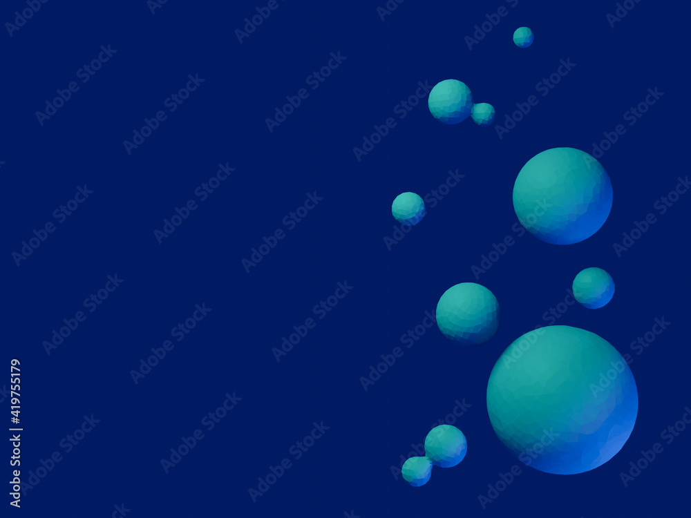 3D rendered abstract blue and green spheres
