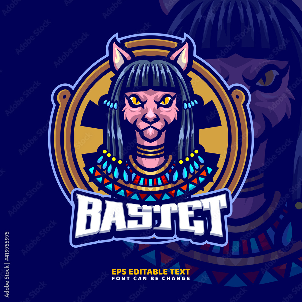 Bastet gyptian God mascot Logo template