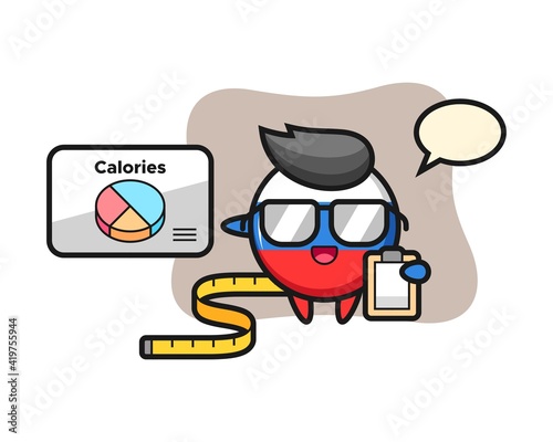 Illustration of russia flag badge mascot as a dietitian