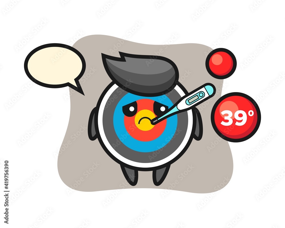Target archery mascot character with fever condition Target archery mascot character with fever condition