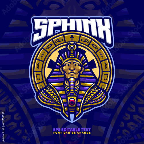 Sphinx Egyptian God mascot Logo template