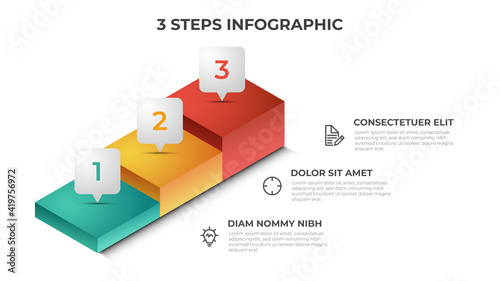 3 stairs steps infographic element template vector, layout design for presentation, diagram, etc
