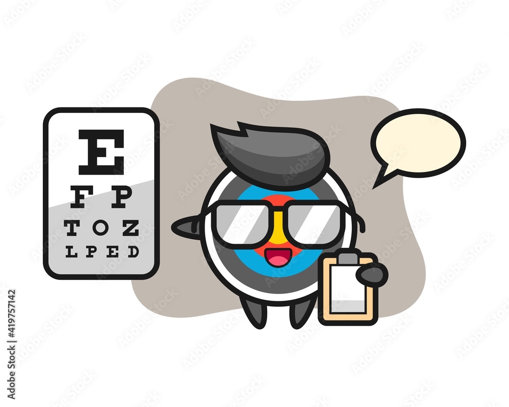 Illustration of target archery mascot as a ophthalmology