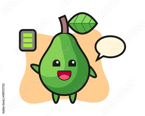 Avocado mascot character with energetic gesture