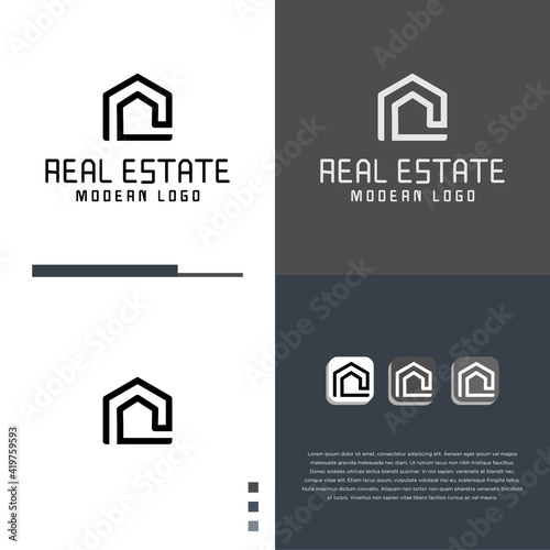 Real Estate Logo design template. Real Estate Logo Icon set. Roofing logo vector. Property logo design template vector. Real Estate Development vector.