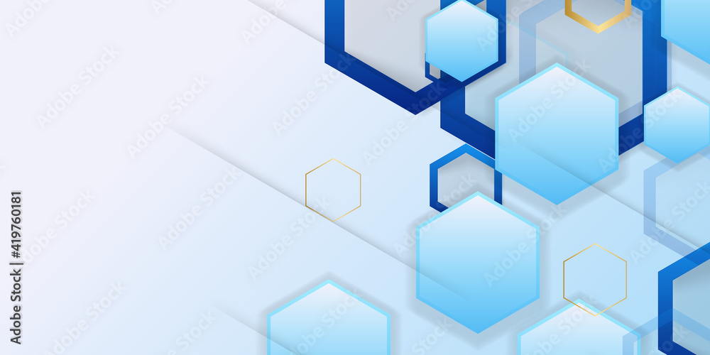 Abstract digital hexagon background with blue color and golden lines. Suit for technology corporate business Abstract digital hexagon background with blue color and golden lines. Suit for technology corporate business