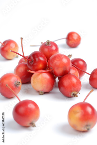 Fresh Crab apples on a white background