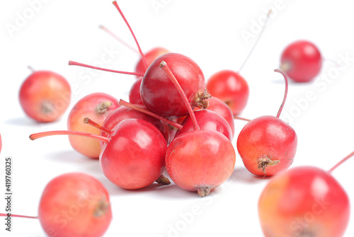 Fresh Crab apples on a white background