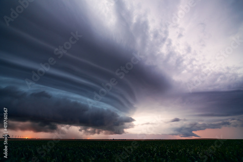 Supercell thunderstorm with dramatic storm clouds