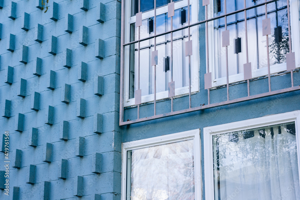 View of Mid century architecture apartment building texture in Los Angeles ...