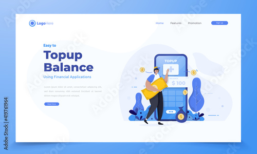 Top-up money balance illustration for financial application features concept photo