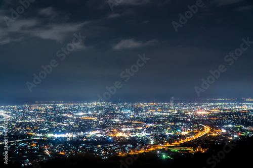 静岡県焼津市と藤枝市の夜景 