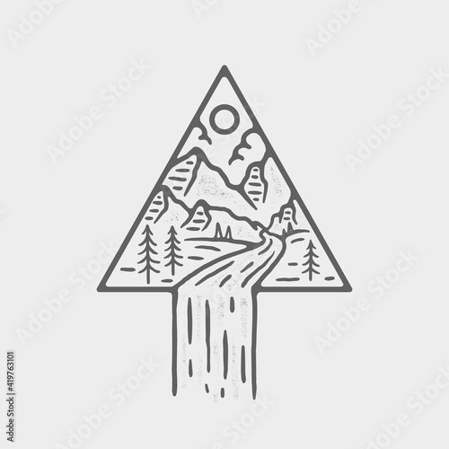 badge design vintage line art outdoor nature