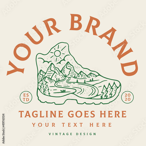 vintage line art outdoor badge design