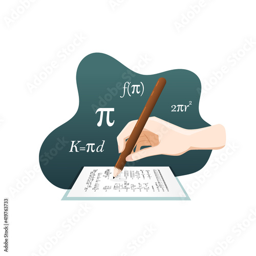 The International Day of Mathematics (IDM) illustration with PI formula concept. photo