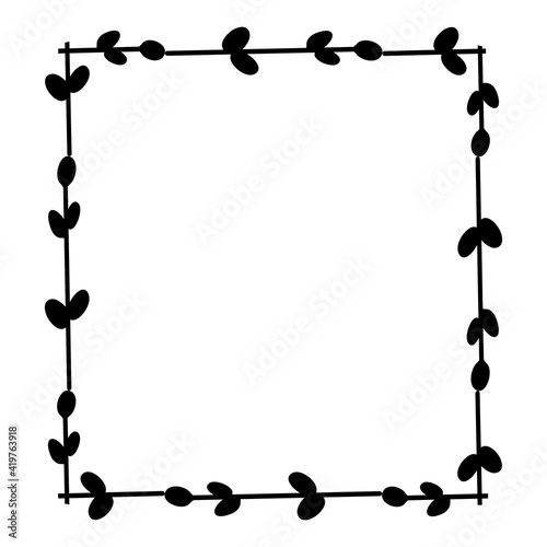 Easter Square frames. Square frame made of willow twigs.Easter wreath made of willow stalks.Vector flat illustration. Design for invitations,printing. Vector illustration