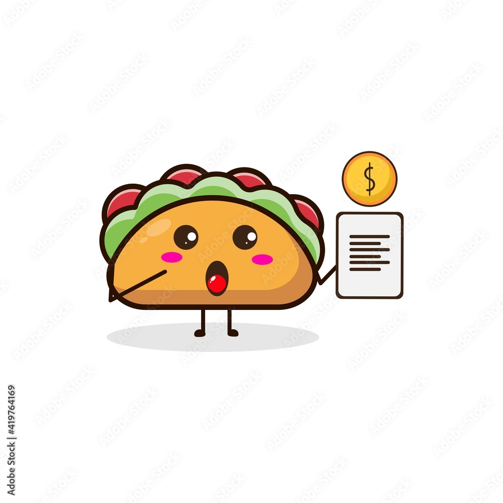 Taco data money cute character illustration Taco data money cute character illustration