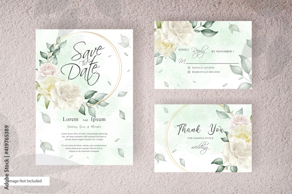 elegant floral frame wedding invitation card template design