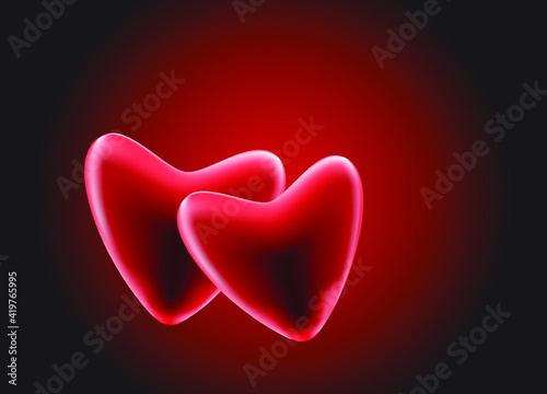 Red heart design vector illustration on red background.