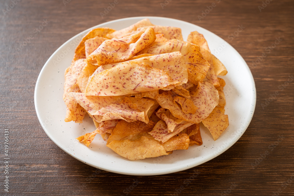 Taro Chips - fried or baked sliced taro