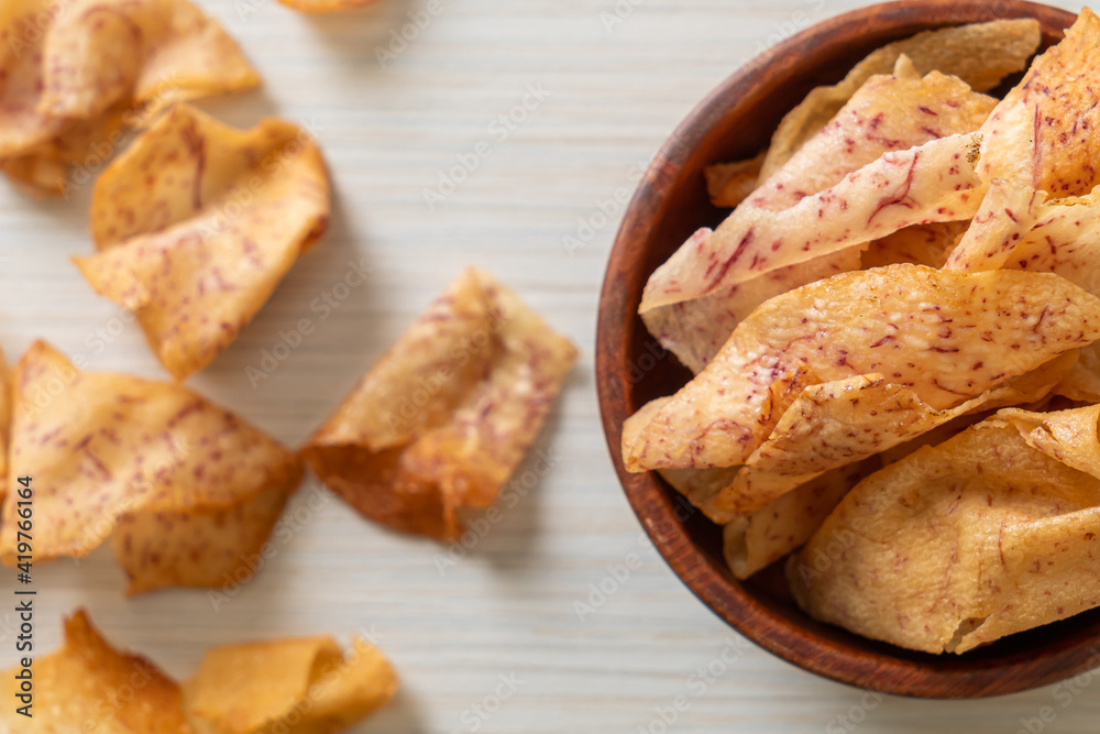 Taro Chips - fried or baked sliced taro Taro Chips - fried or baked sliced taro