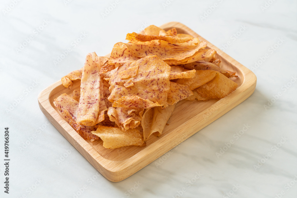 Taro Chips - fried or baked sliced taro Taro Chips - fried or baked sliced taro