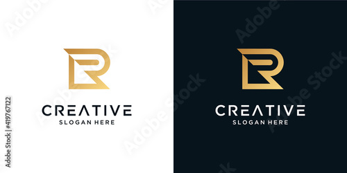 Luxury letter R logo design template