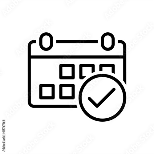 Black line icon for attendance