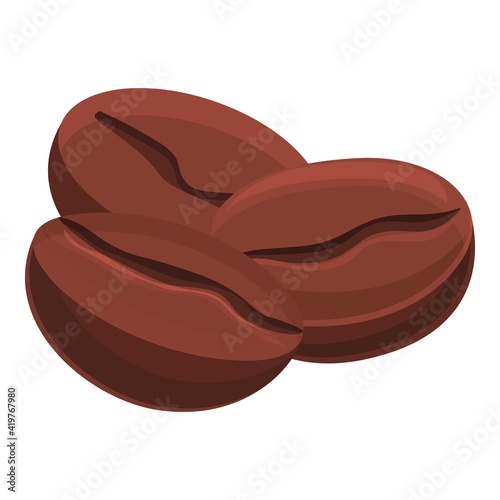 Coffee beans food icon. Cartoon of coffee beans food vector icon for web design isolated on white background
