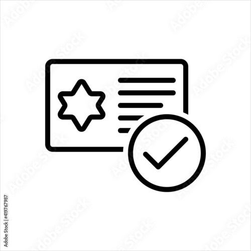 Black line icon for qualification