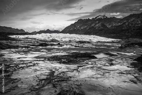 dramatic landscape photo of Matanuska Glacier in Alaska