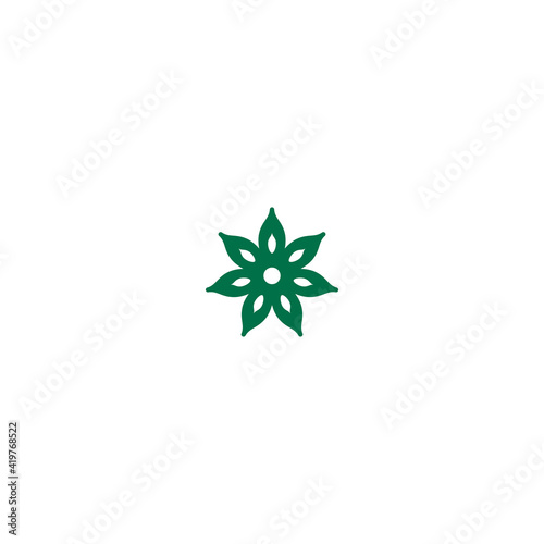 Green Anise star linear icon. Vector flat illustration isolated on white.