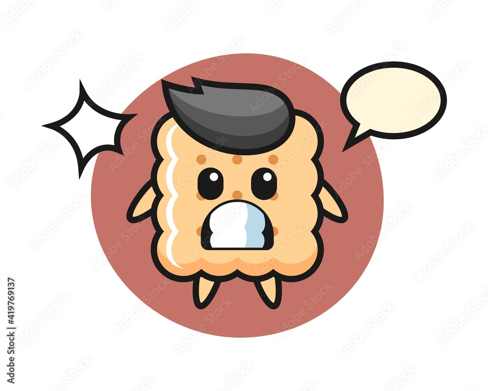 Cracker character cartoon with shocked gesture