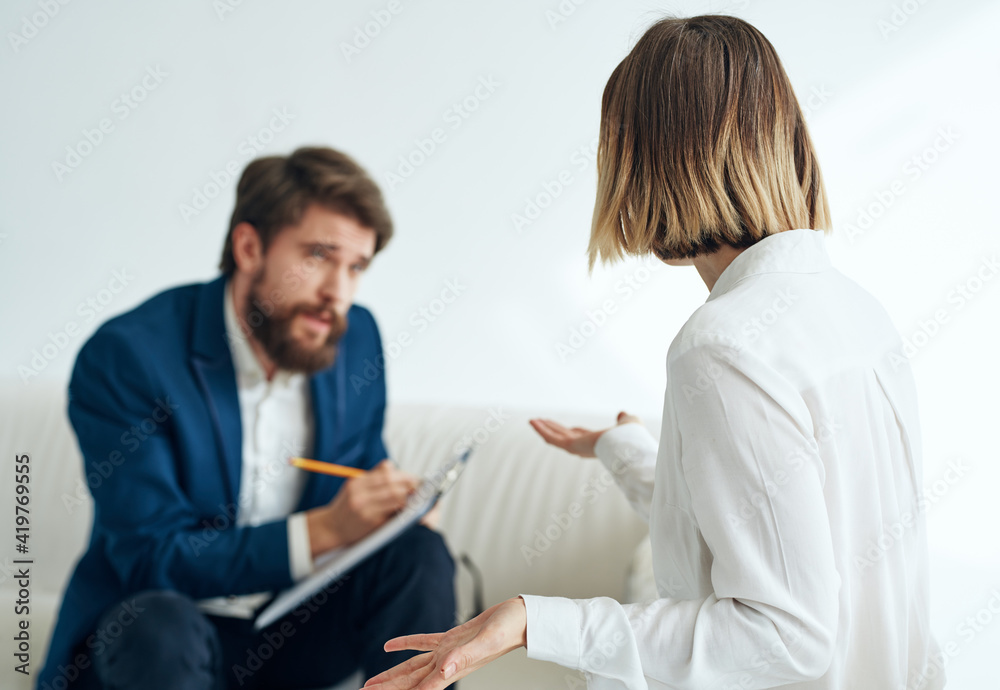 male and female work colleagues communication officials professional male and female work colleagues communication officials professional